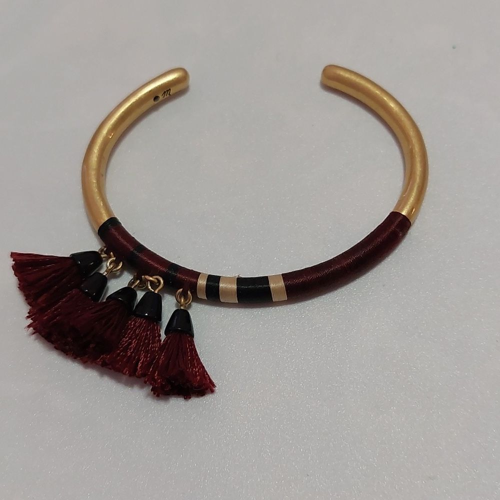 Madewell Boho Chic Tassels Gold Tone Cuff Bracelet